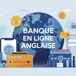 illustration banque en ligne anglaise smartphone globe