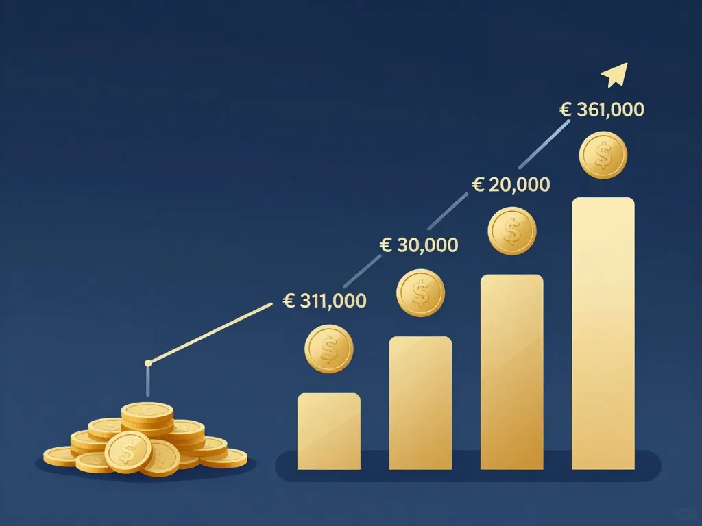 combien rapporte 300 000 euros placés par mois diagramme gains mensuels