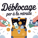 Visuel déblocage PER à la retraite avec coffre-fort ouvert