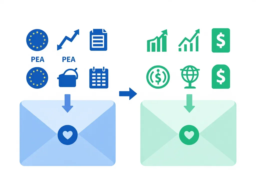 Diagramme difference compte titre et pea concept