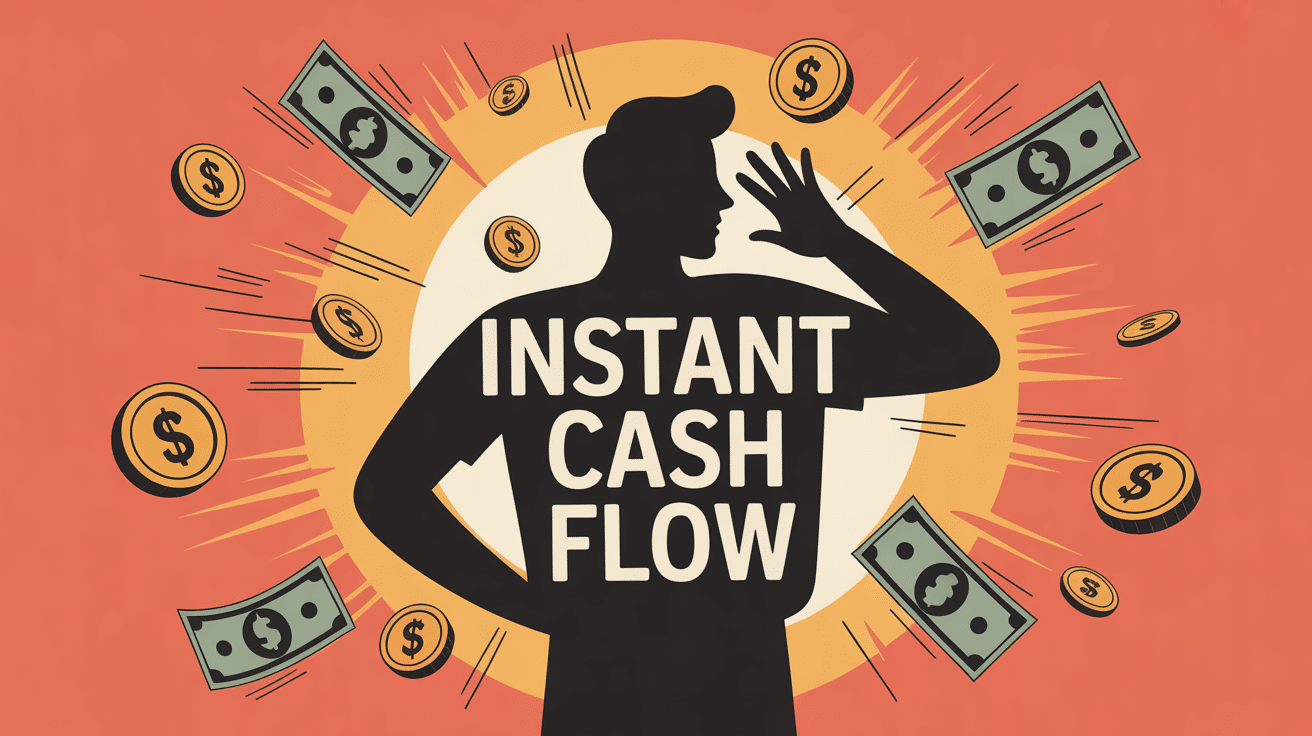 instant cash flow illustration silhouette pièces billets