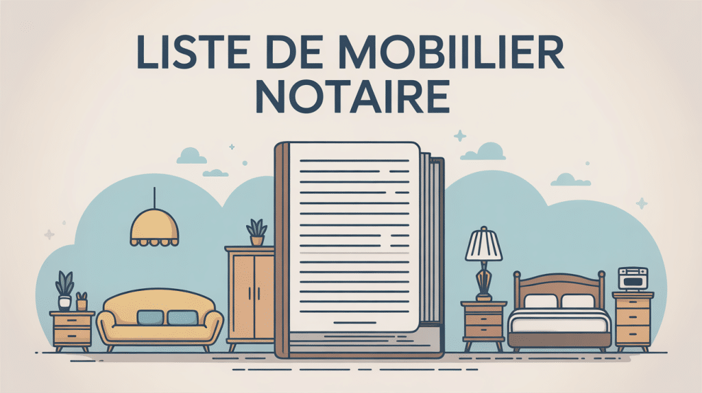 illustration liste mobilier notaire exemple sur table