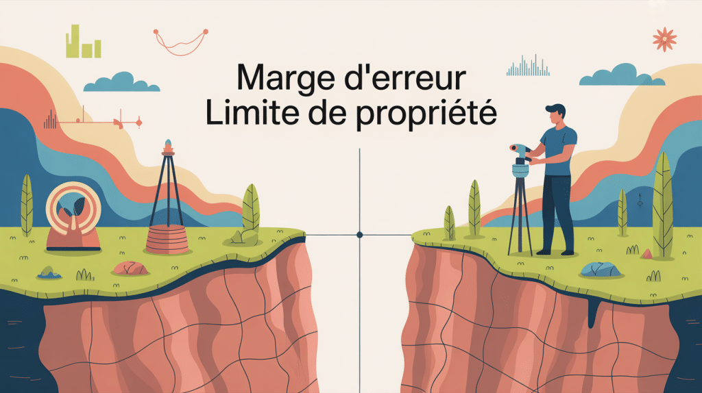 Illustration du bornage et marge d'erreur limite de propriété