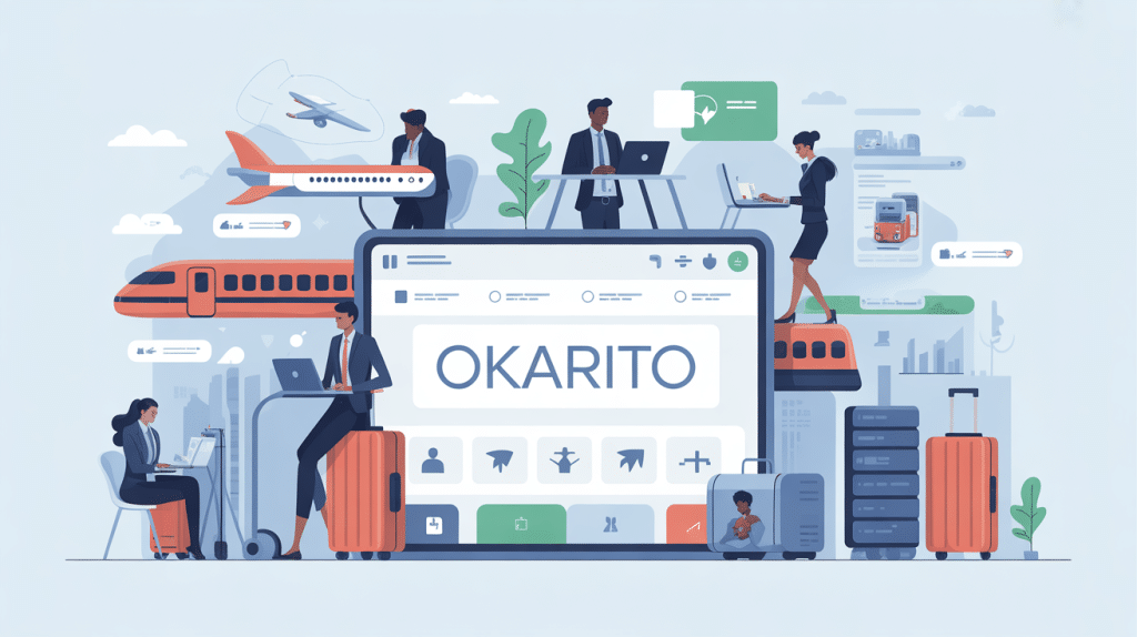 Illustration okarito plateforme digitale voyages d'affaires