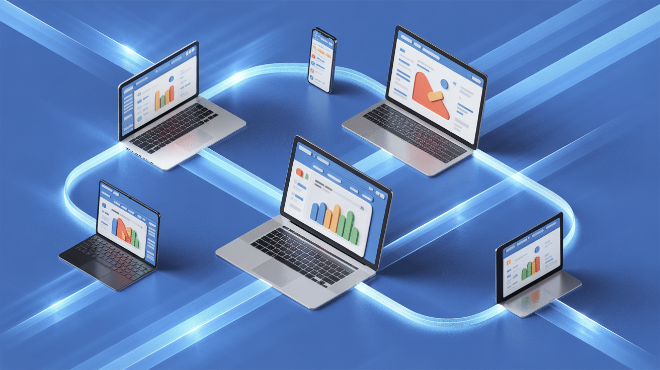 illustration share drop multi appareils partage sécurisé