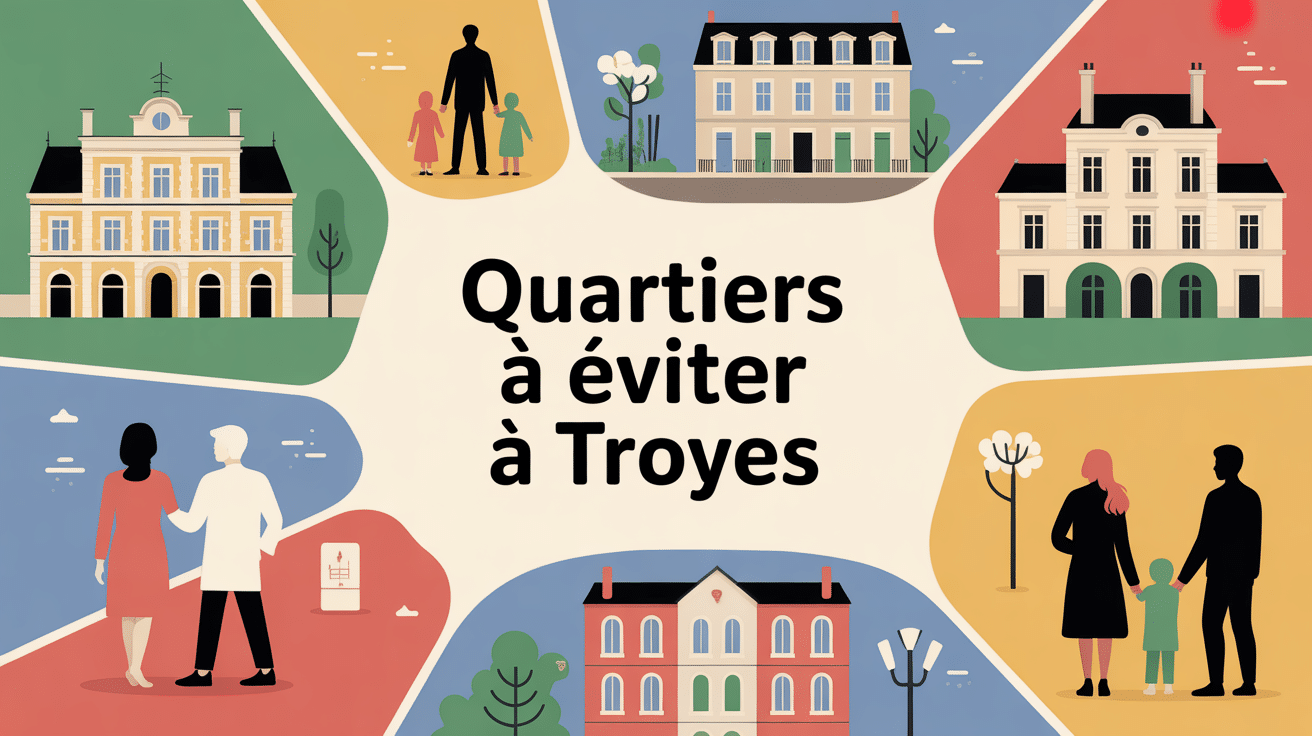 Troyes quartiers à éviter, carte stylisée avec ambiance