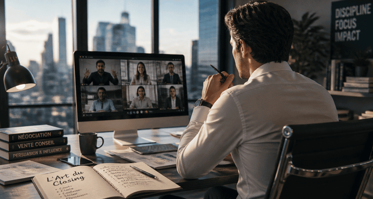 closing en visioconférence dans un bureau moderne