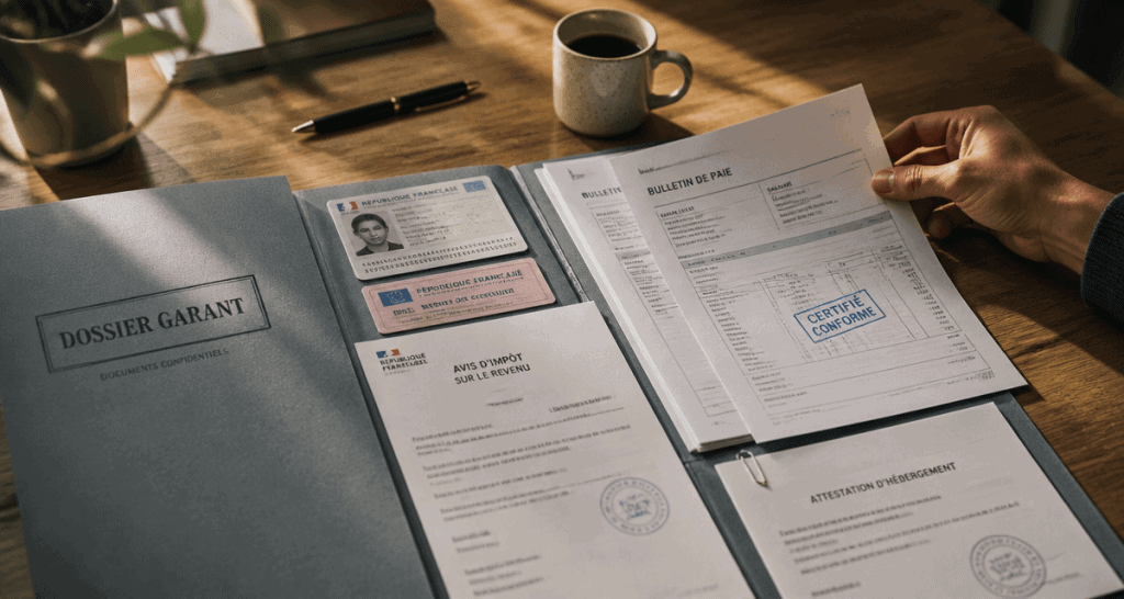 dossier pour location garant sur table avec documents