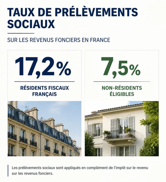 Tableau comparatif des taux de prélèvements sociaux sur revenu foncier selon le statut du propriétaire