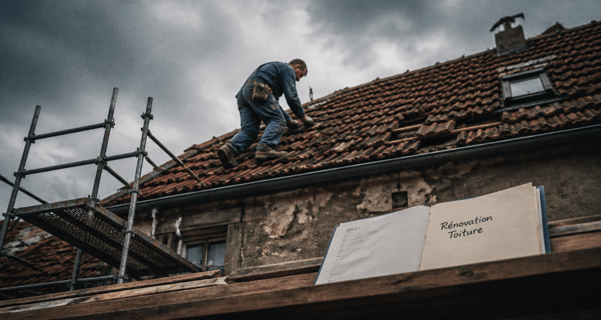 toiture à refaire couvreur sur tuiles rouges