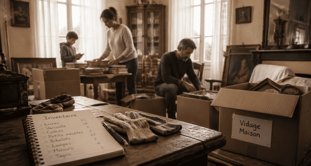 vidage maison tri objets famille