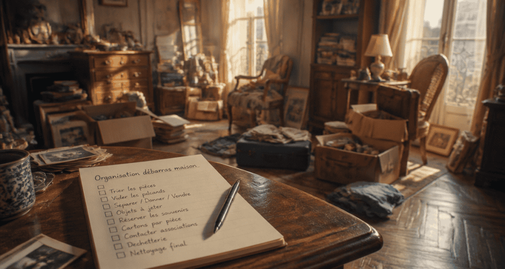 Vider maison salon en désordre checklist
