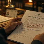 Compromis de vente sans emprunt : tampon “SANS PRÊT” sur document