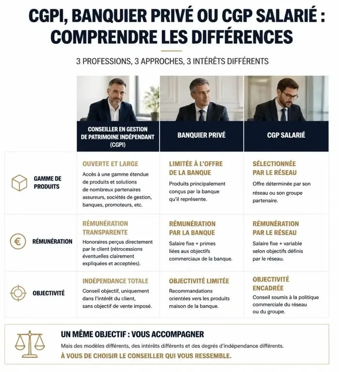 Comparatif des avantages d'un conseiller en gestion de patrimoine indépendant