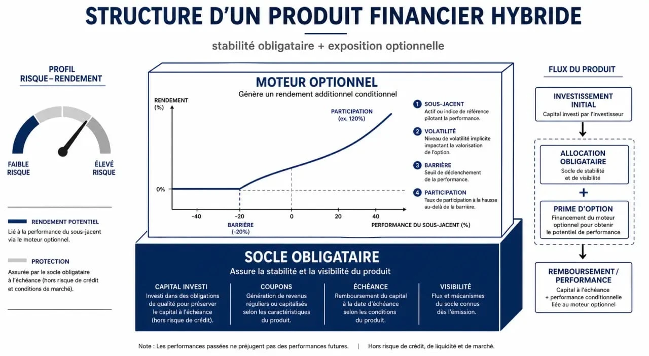 Schéma explicatif du fonctionnement et de la définition des produits structurés