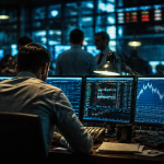 trader métier concentré sur écrans financiers