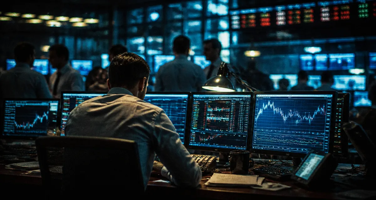 trader métier concentré sur écrans financiers