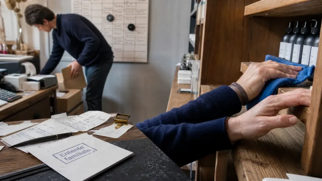 Entraide familiale entreprise en boutique artisanale, travail et entente familiale
