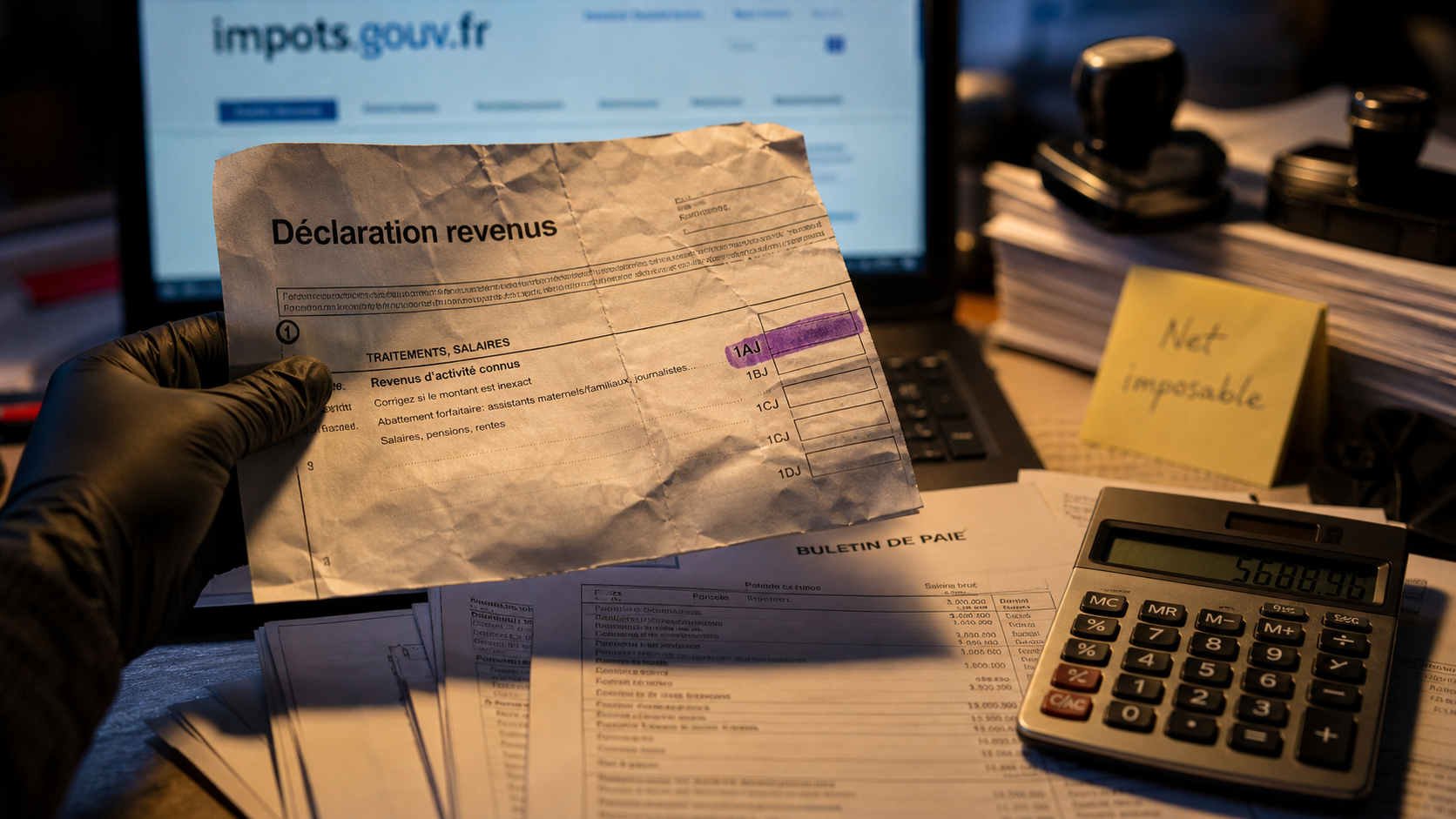 Impots 1AJ : salaires nets imposables et heures supplémentaires