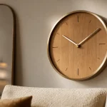 Pendule murale en bois clair design ronde