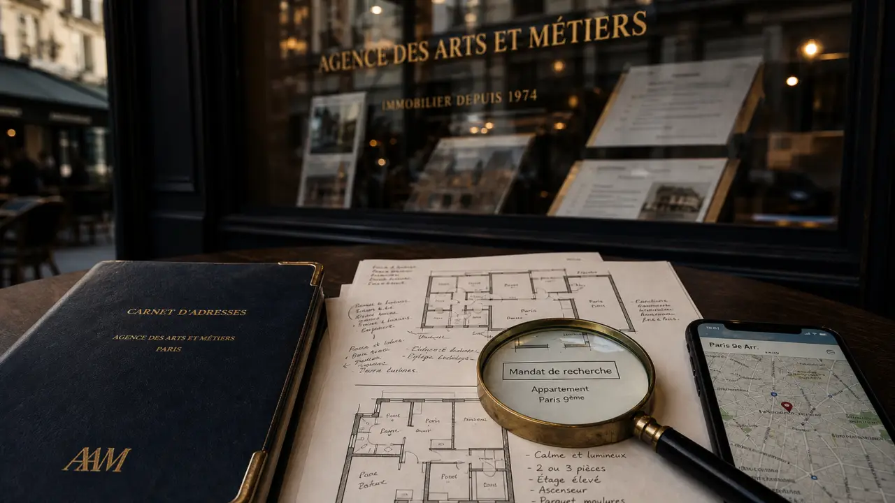 Chasseur immobilier paris 9 : carnet de recherche, plans et carte du 9e
