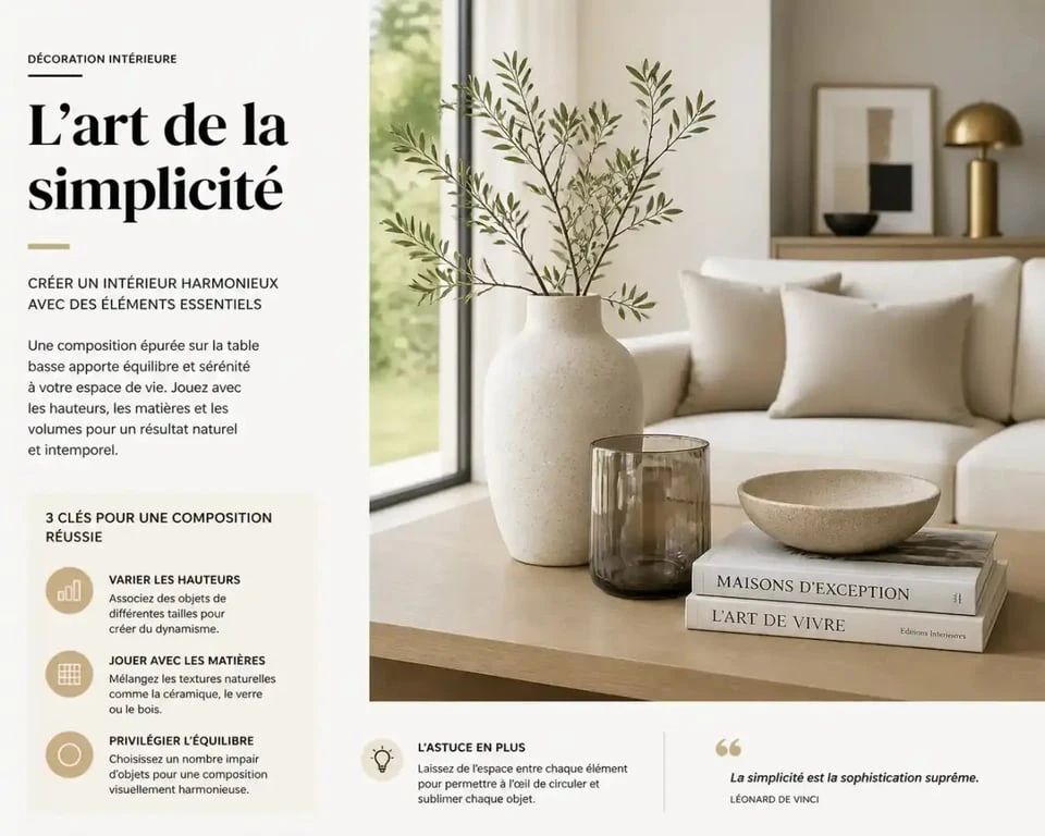 Exemple de décoration intérieure harmonieuse avec une composition d'objets équilibrée dans un salon moderne