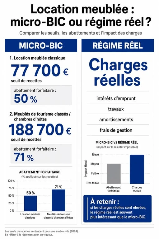 Micro bic location meublée : comparaison entre abattement forfaitaire et régime réel