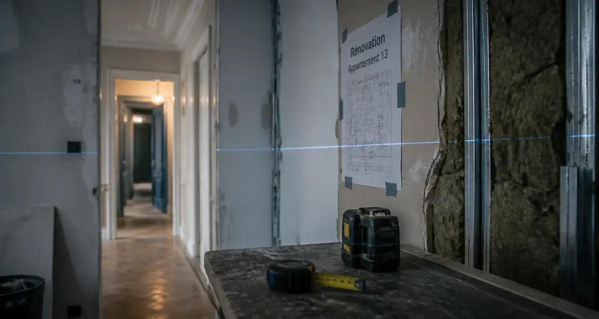 Rénovation d'appartement paris 13 : appartement en rénovation avec placo, parquet et chantier