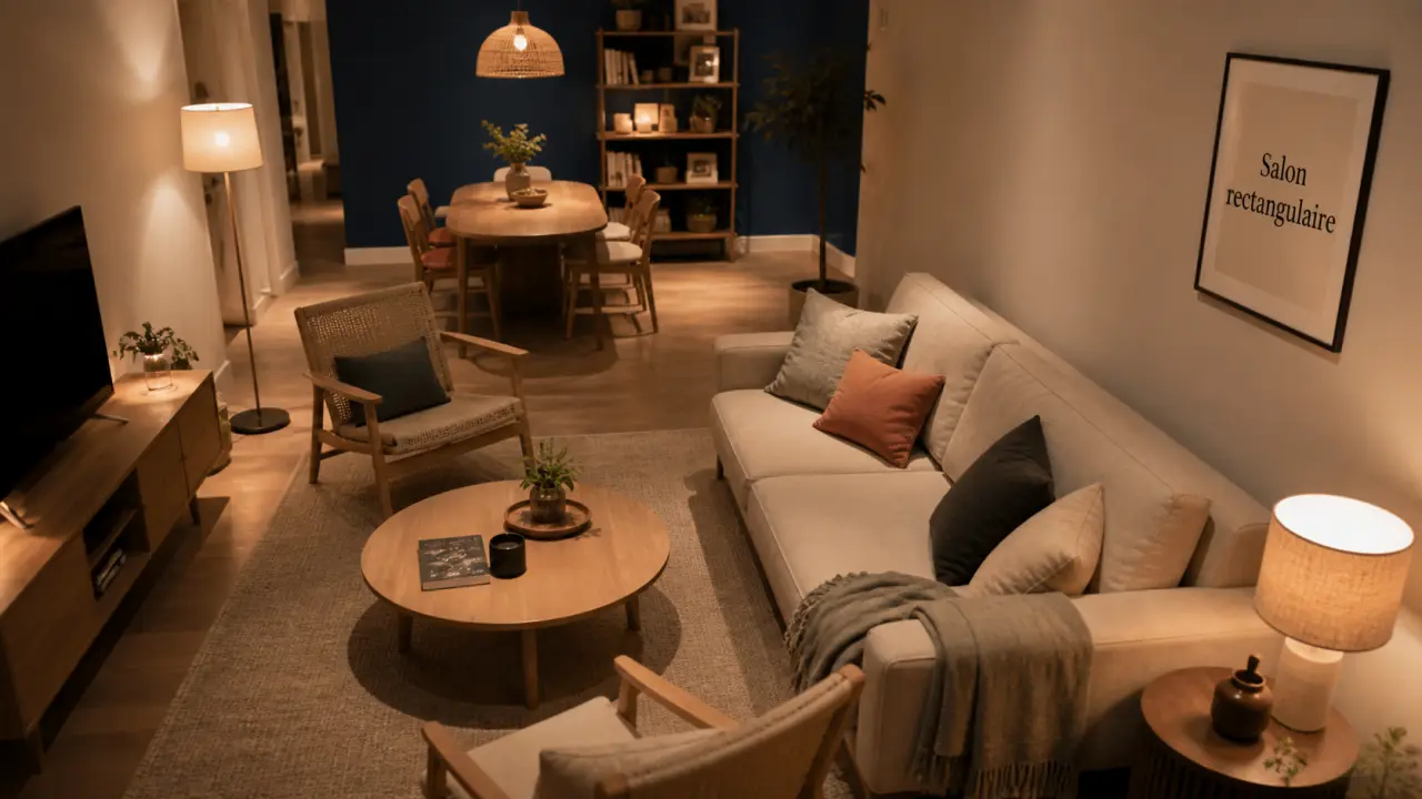 Aménager un salon rectangulaire avec 70 cm de passage pour casser l’effet couloir