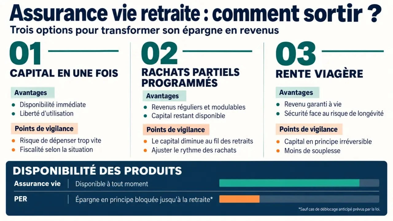Assurance vie retraite : comparaison des modes de sortie et du PER