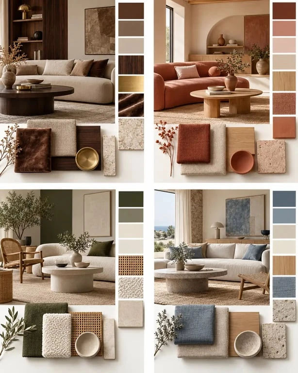 Palettes de couleurs et matières tendance pour une déco salon 2025