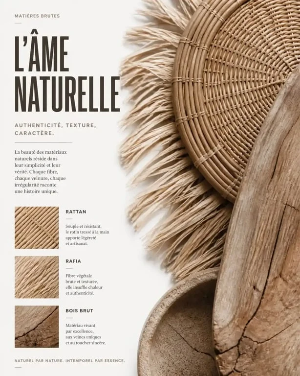 Detail des matieres naturelles pour une deco boheme chic