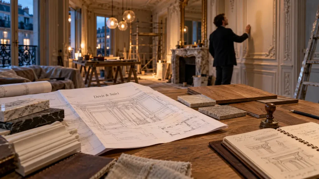 Entreprise de rénovation d'intérieur de luxe à Paris : devis & suivi en atelier