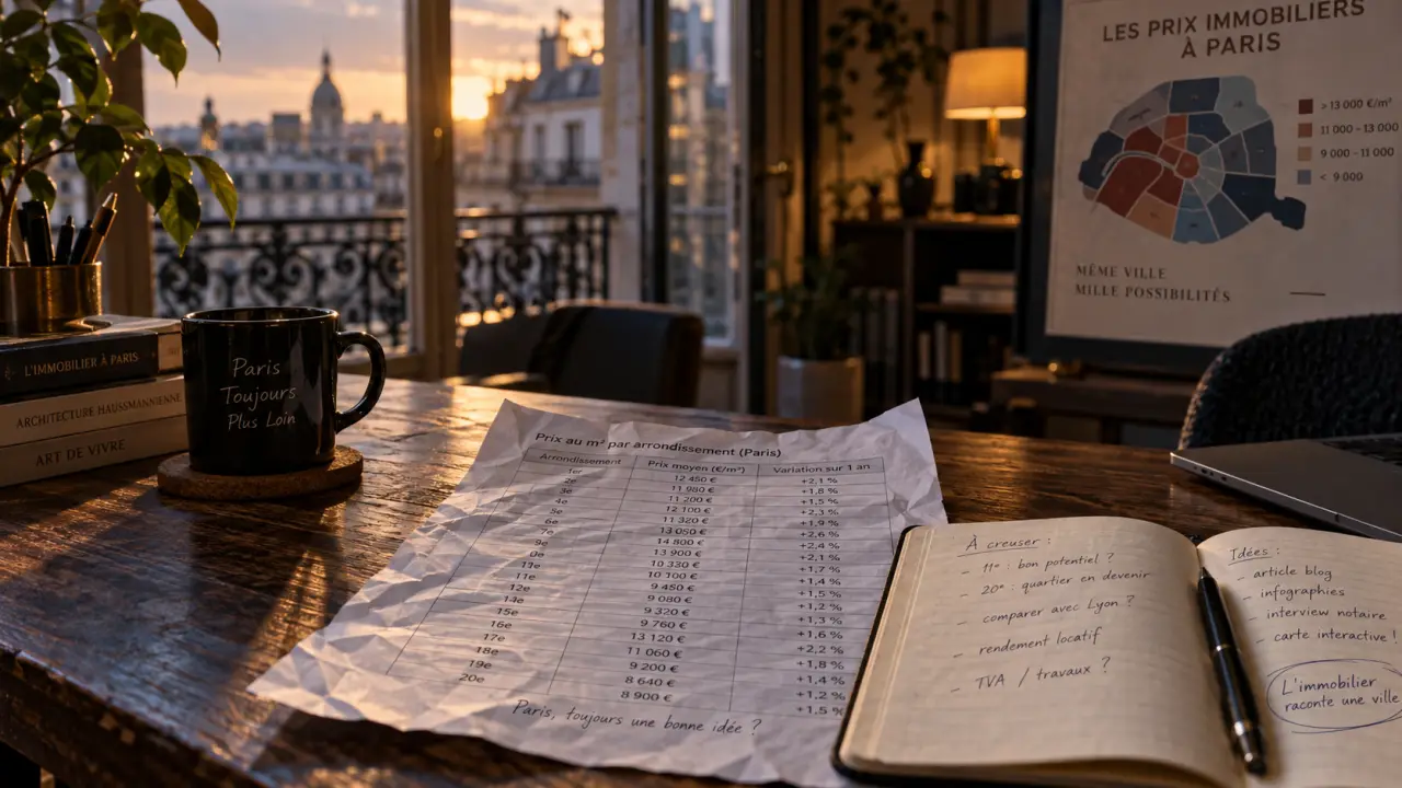 Prix m2 par arrondissement paris : 6e 14 323 €, 19e 7 880 €